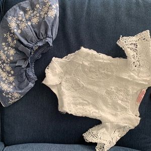 Lace white top/Denim Skirt Set (3 mo)